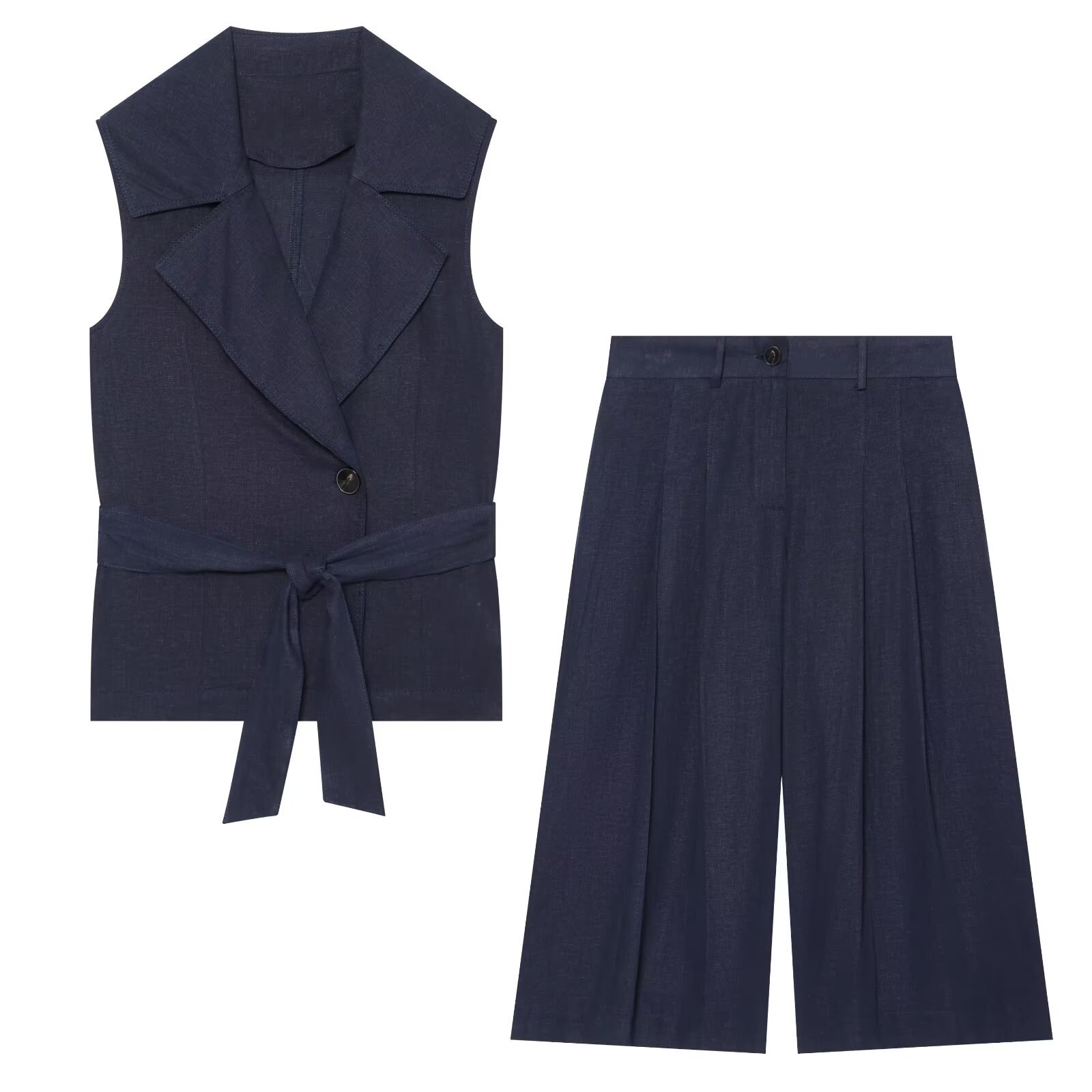 Street Fashion Vest - Women Summer Navy Blue Sleeveless Vest