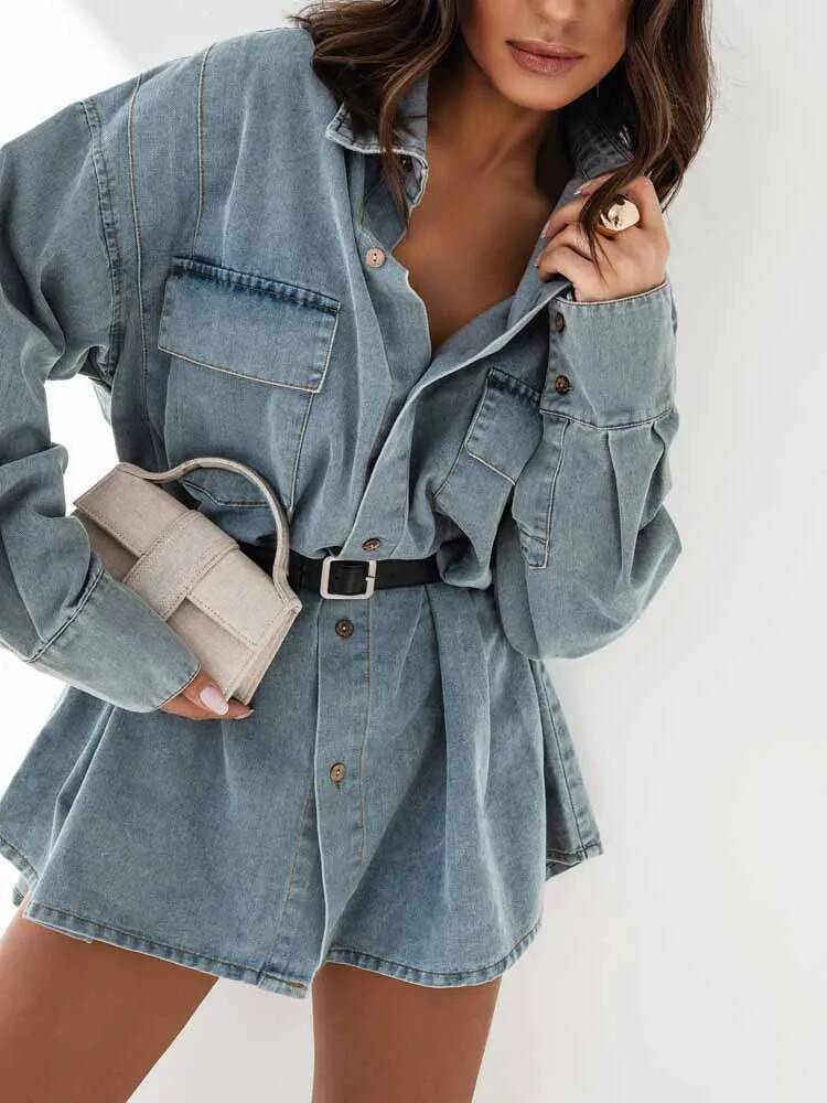 Street Fashion Taiwan - Frauen Denim Übergroße Hemd Jacke Vintage