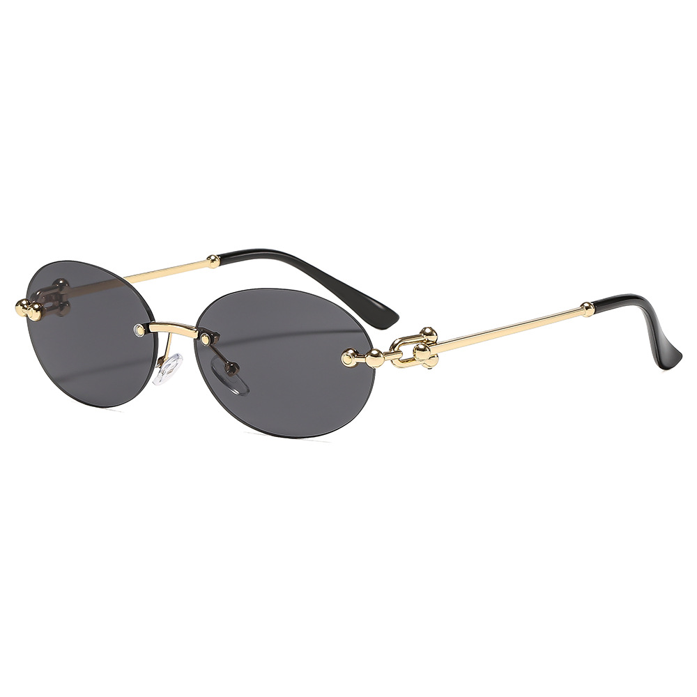Street Fashion Brands - Neue rahmenlose ovale Damen-Sonnenbrille aus Metall,