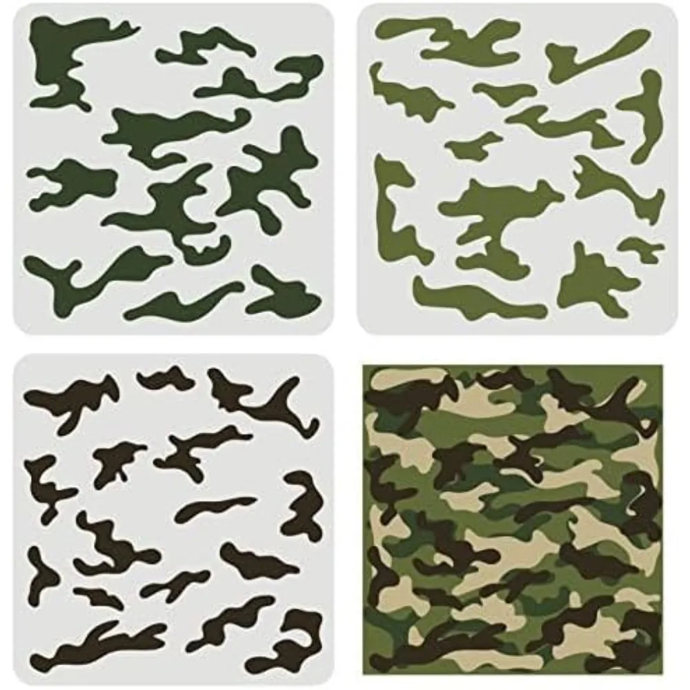 Camo Pattern Set - 3-teiliges Camo-Schablonen-Set, 11,8 x 11,8 Zoll,
