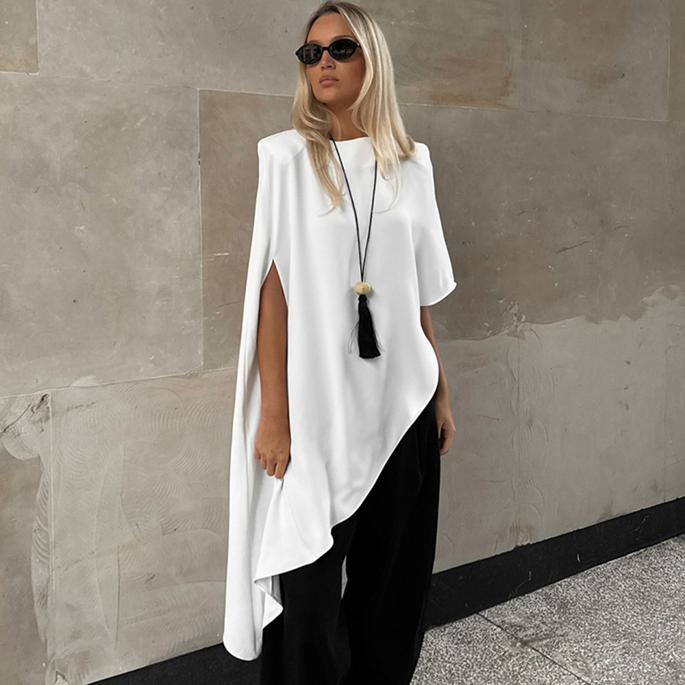Street Fashion Look - BWQ Modisches Weißes Kleid Sexy Unregelmäßiger