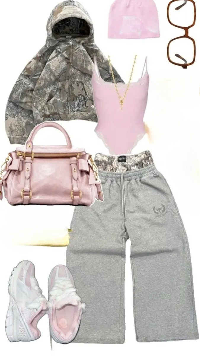 Camo Pattern Set - Y2K Anzug Damen Vintage 2000er Jahre