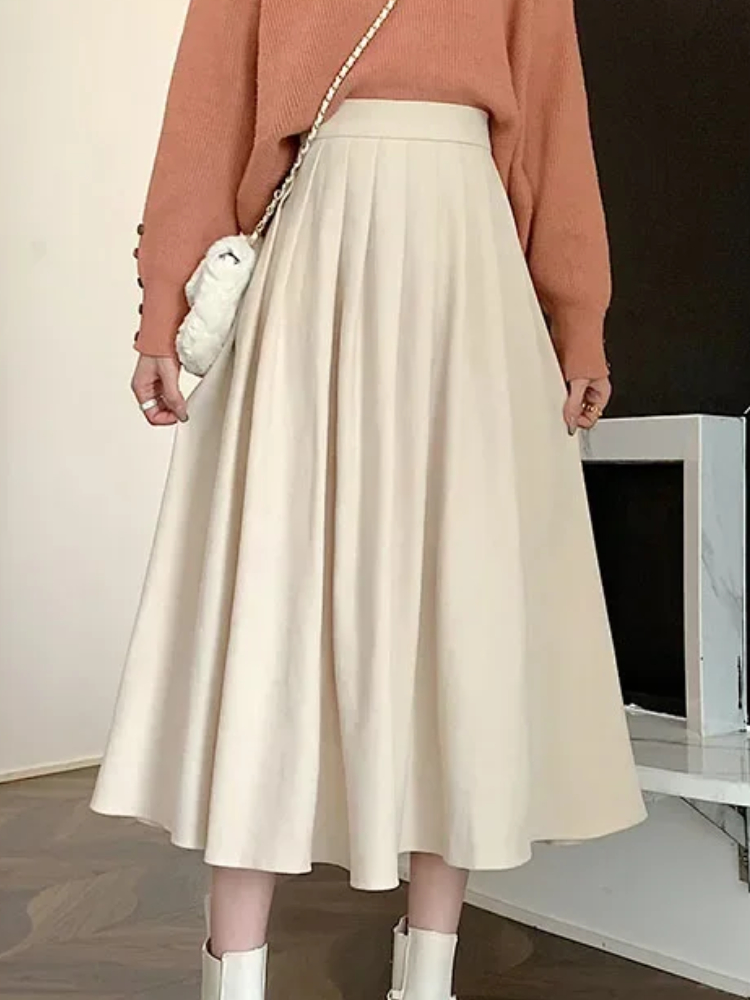 Street Fashion Korean Girl - Damen Vintage Falten rock hohe Taille