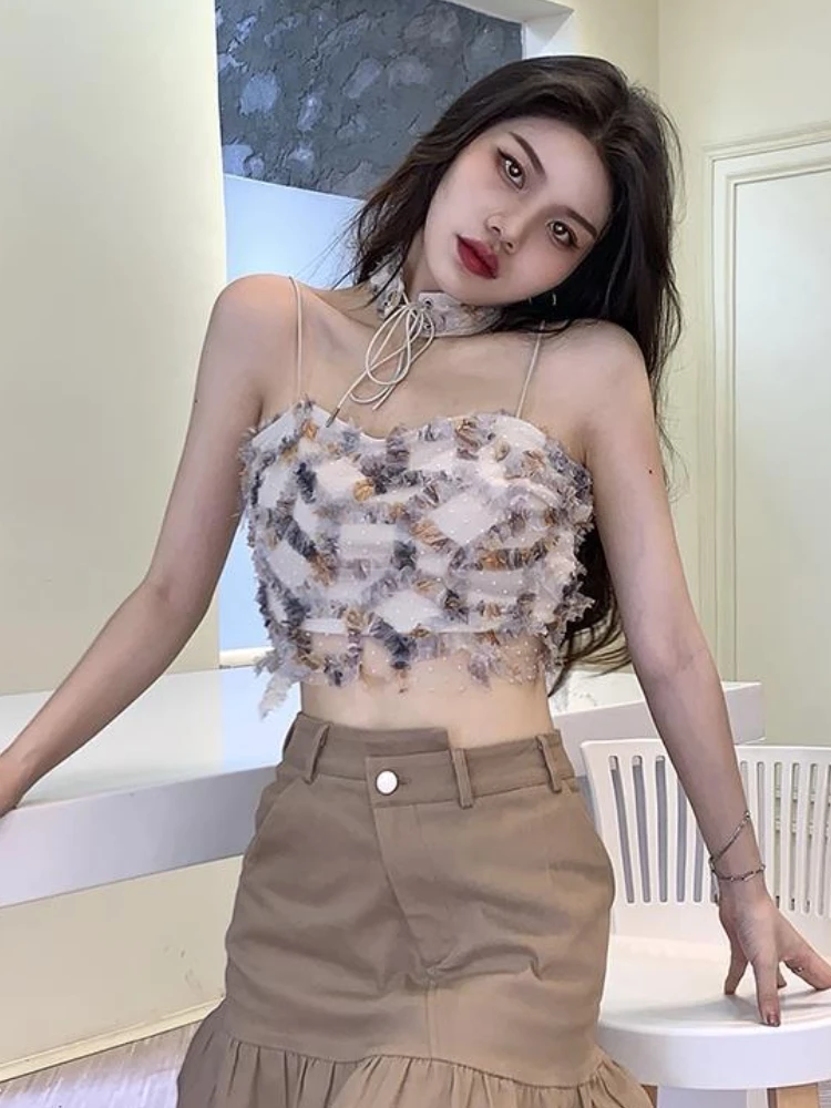 Street Fashion Korean Girl - Camis Frauen Sommer Print Crop Tops