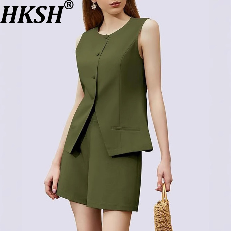 Street Fashion Vest - HKSH Damenanzug, modisch, elegant, einreihig, Patchwork,