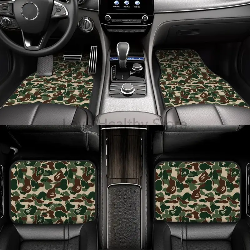 Camo Pattern Set - Maßgeschneiderte grüne Camo-Muster, Auto-Fußmatten, 4er-Set, Auto-Fußmatten