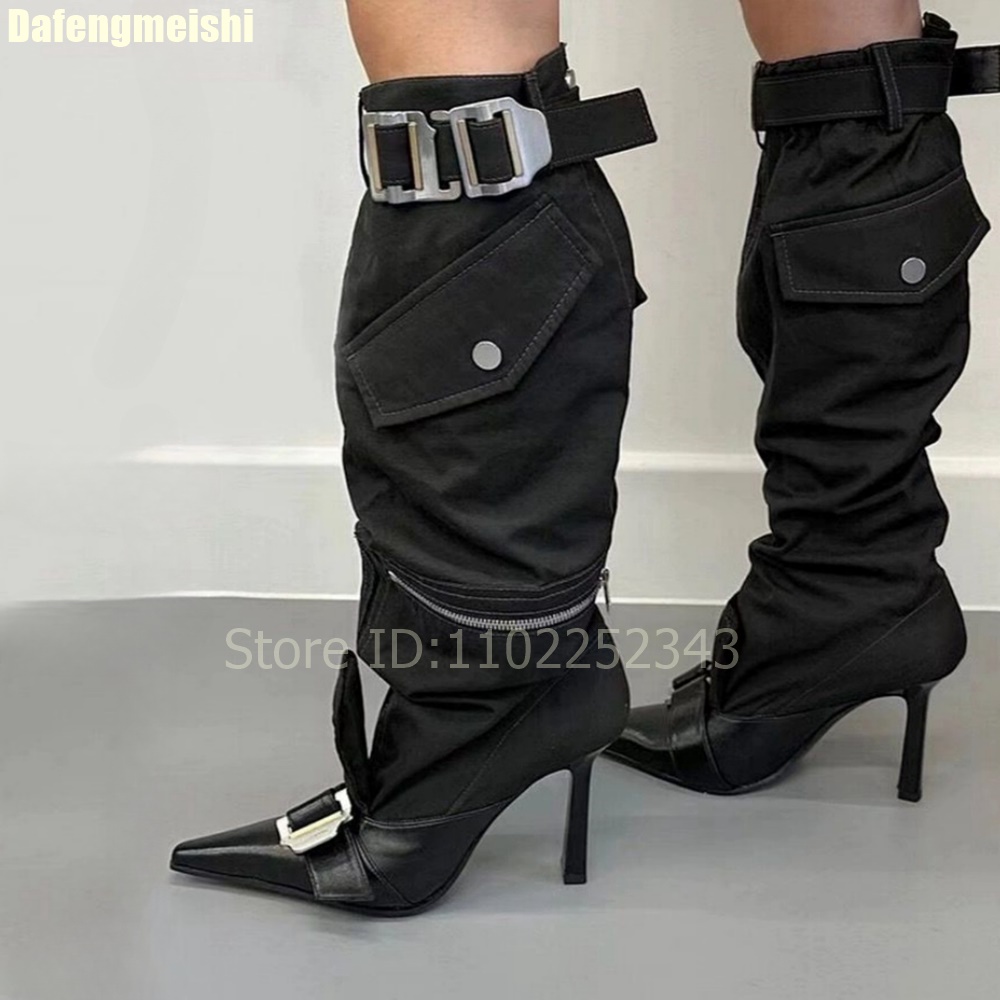 Street Fashion Rome 2026 - 2026 herbst Frauen Kniehohe Stiefel Metall