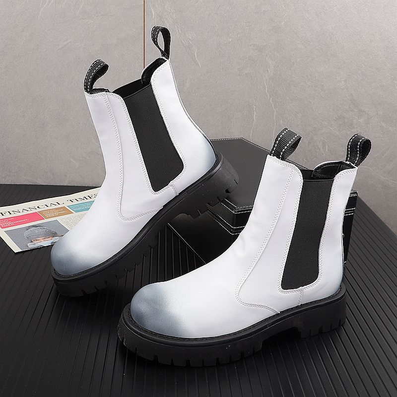 Street Fashion Brands - Herren Luxus Mode Echtleder Stiefel Schwarz