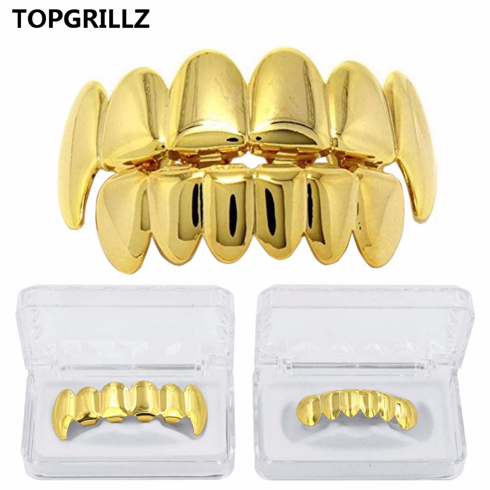 Street Fashion Jewelry - TOPGRILLZ Neue Passform, Roségoldfarben plattiert, Hip-Hop-Zähne,