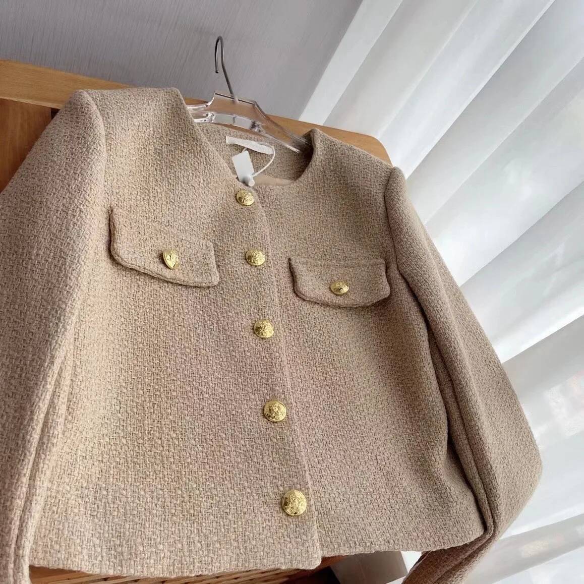 Street Fashion Taiwan - Modische Fransen-Tweedjacke mit Karomuster für Damen,
