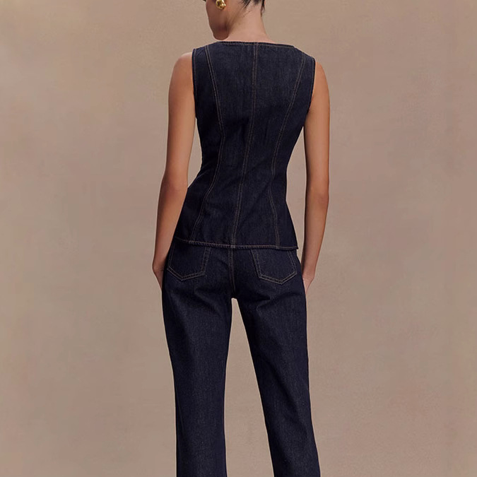 Sommer Denim Hose Sets Frauen  – Street Fashion Vest Bewertung und Preis