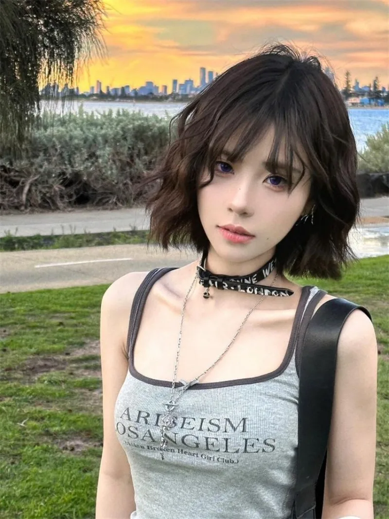 Modische amerikanische Tanktop – Street Fashion Korean Girl Bewertung und Preis