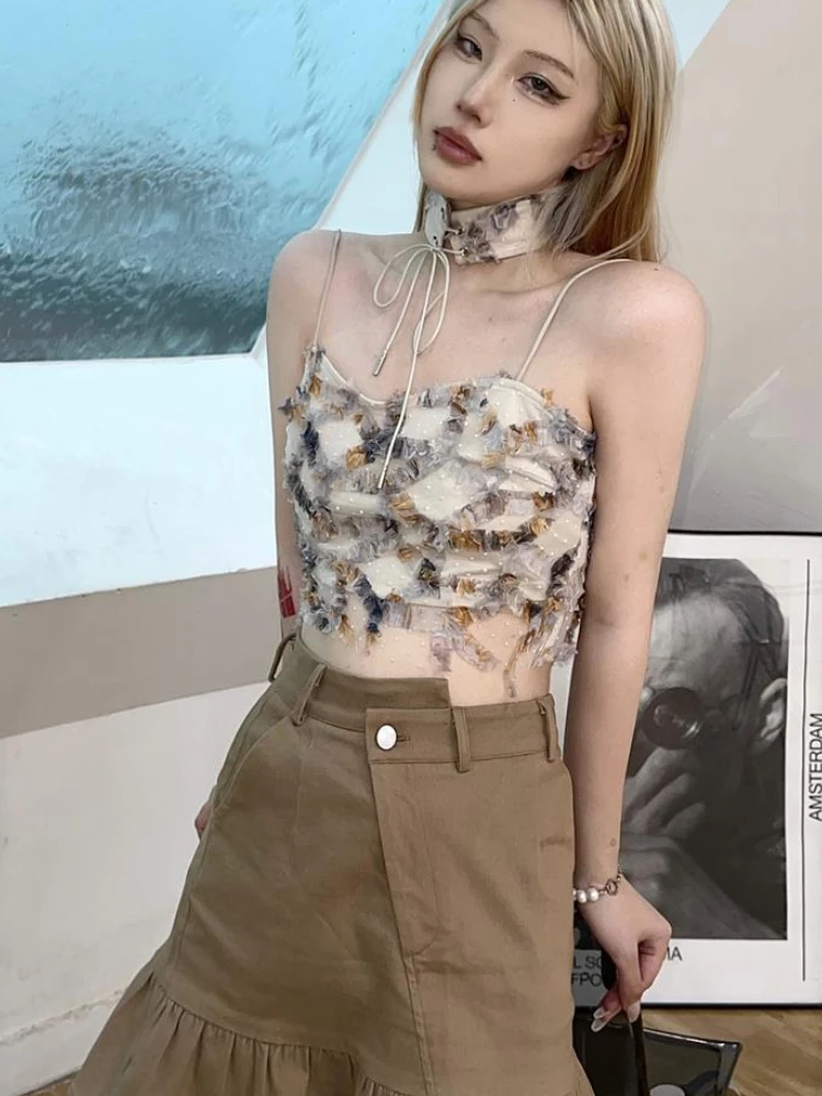 Camis Frauen Sommer Print Crop – Street Fashion Korean Girl Bewertung und Preis