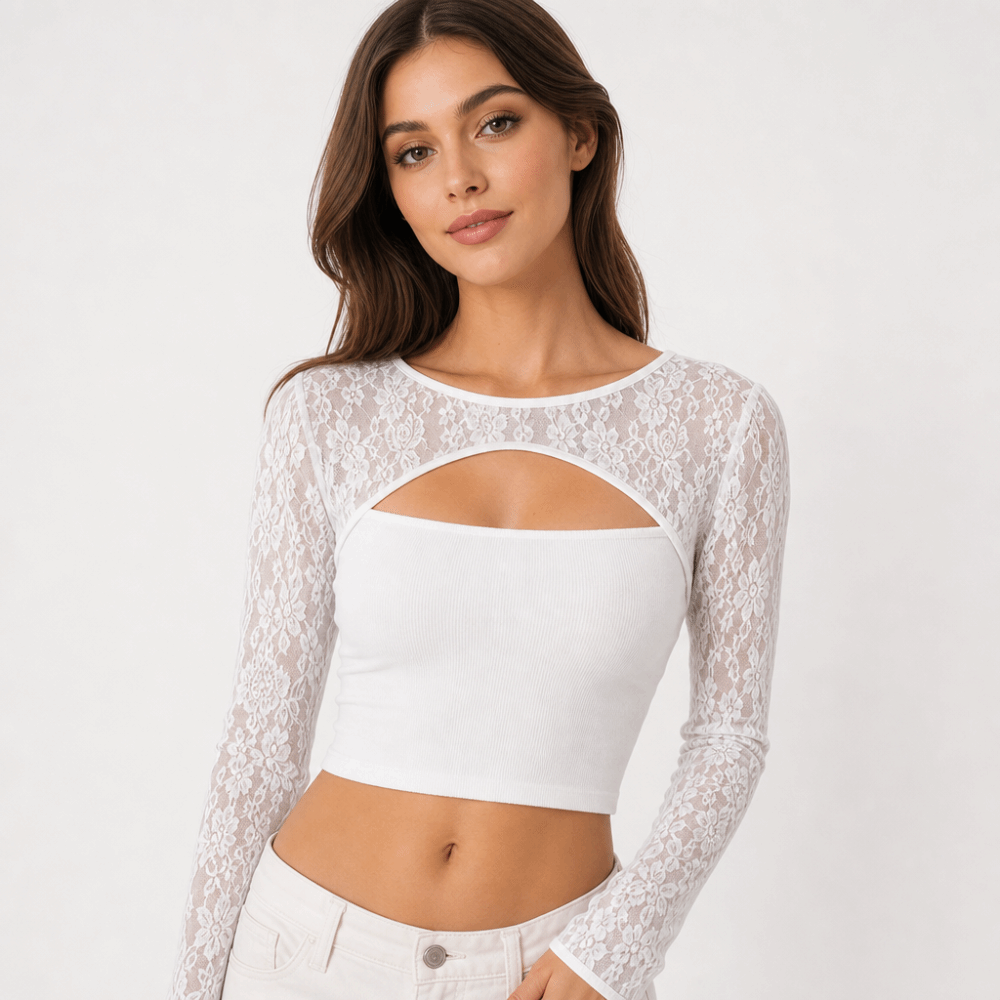 Stilvolle einfarbige Spitzen-L – Mesh Top Layering Bewertung und Preis