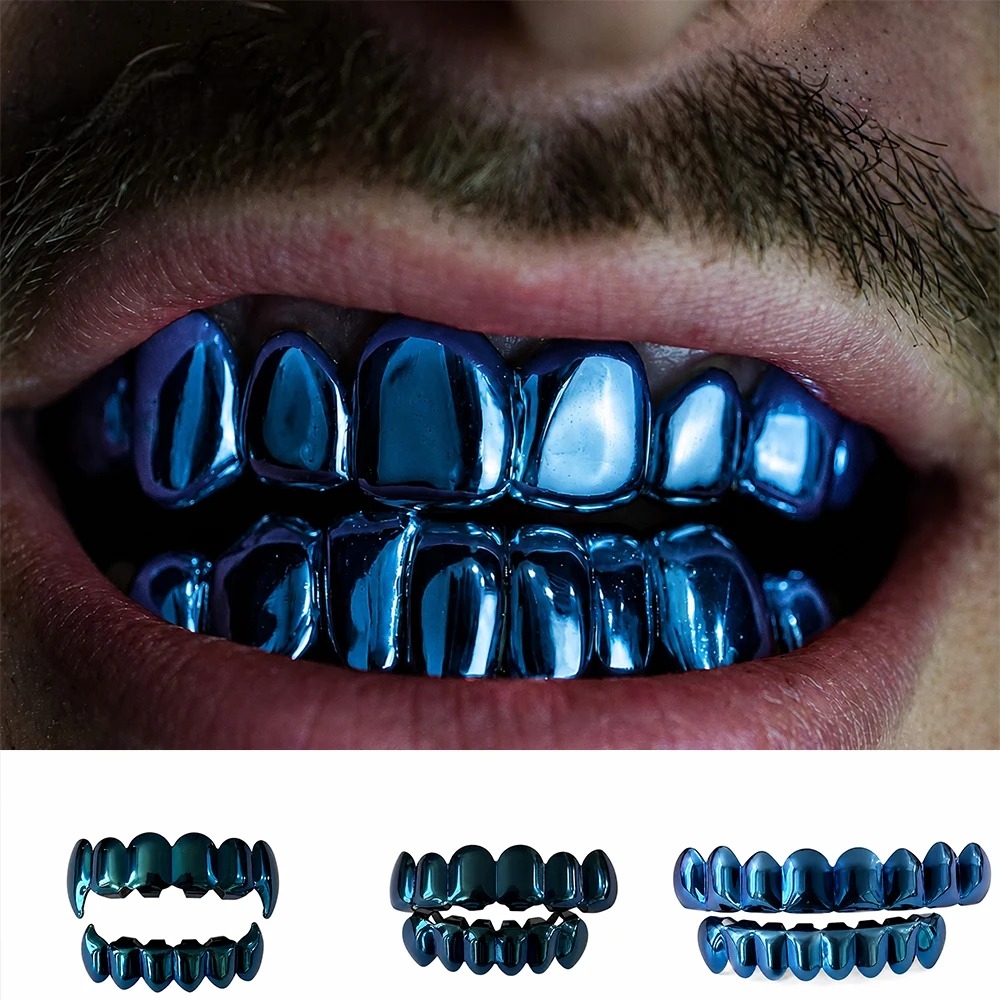 Dunkelblaues Hip-Hop-Grillz-Se – Street Fashion Jewelry Bewertung und Preis