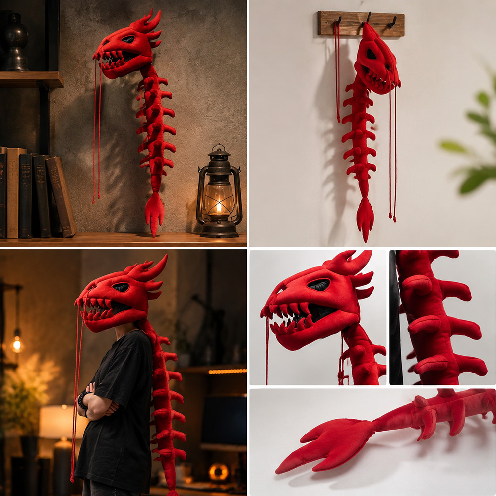 Drachen-Schädel-Säulen-Plüschh – Street Fashion Shoot Bewertung und Preis