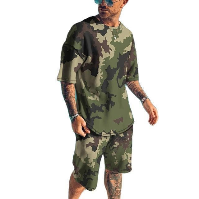 Sommer Neue männer Trainingsan – Camo Pattern Set Bewertung und Preis